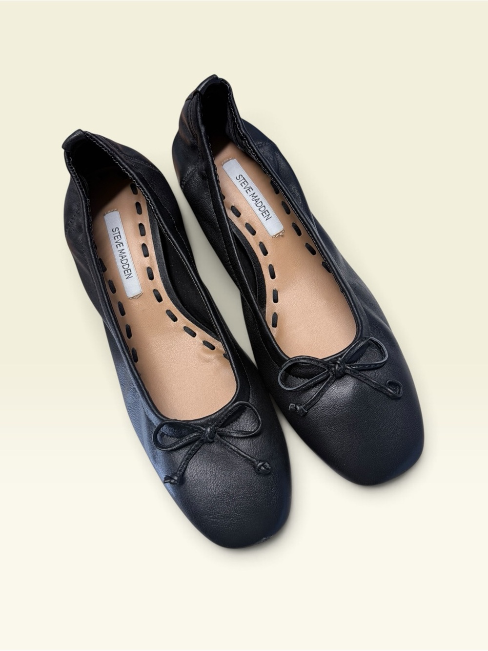 Steve Madden Women's Coretta Block Heel Leather Ballet Pumps 7.5